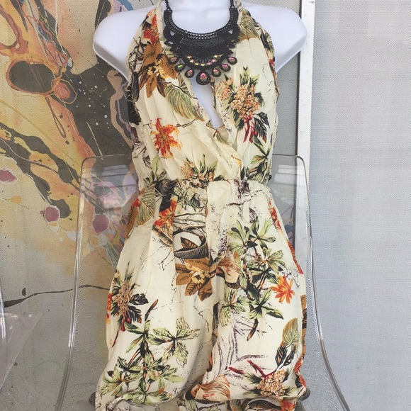 Tropical Plant Print Jumpsuit - Picture 6 of 7